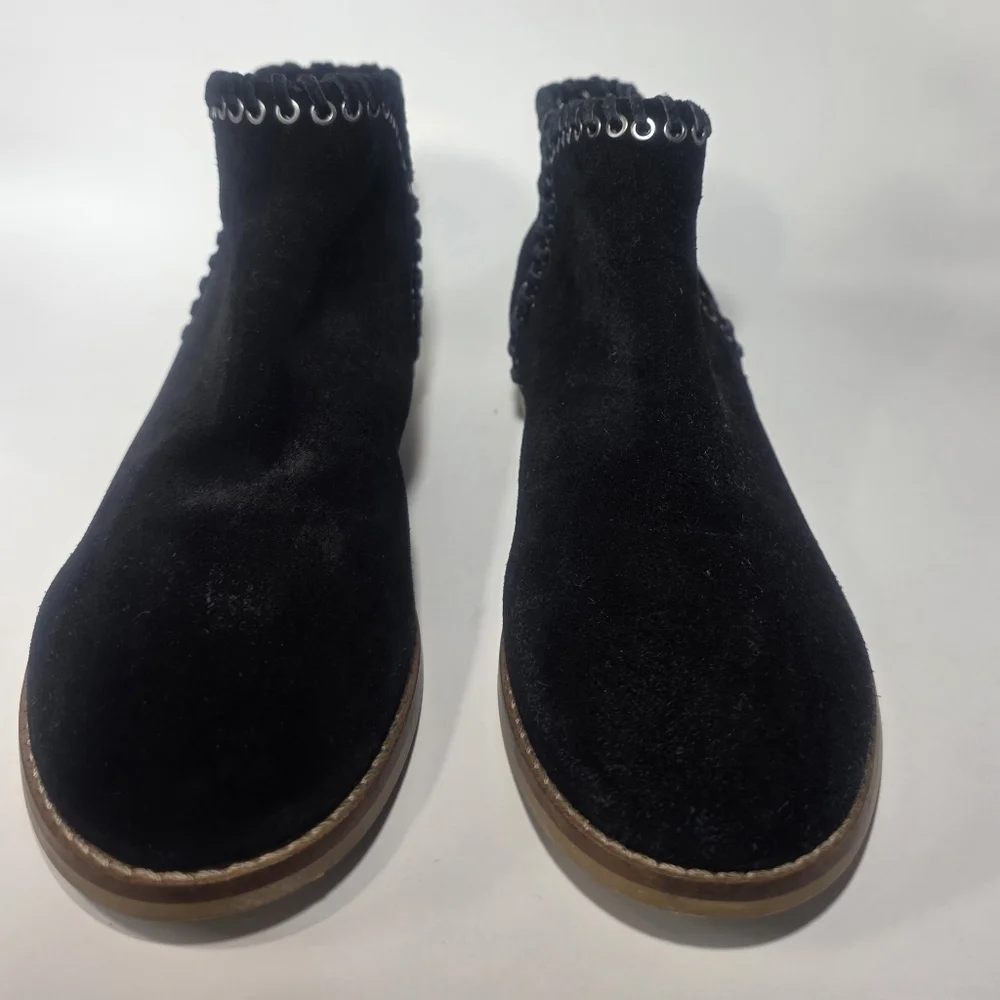 ZARA Kids Black Leather Ankle Boots Size US 4 Girls Slip-On Casual Shoes